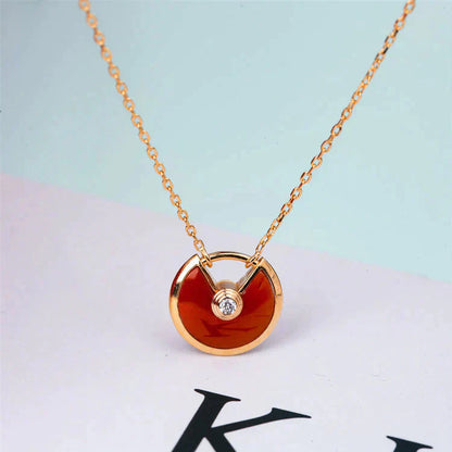[Stars Jewelry]AMULETTE GOLD CARNELIAN ONYX NECKLACE