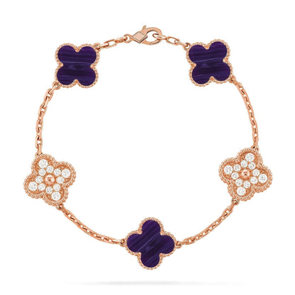 [Stars Jewelry]CLOVER 5 MOTIF PURPLE STRIPES BRACELET COLLECTION