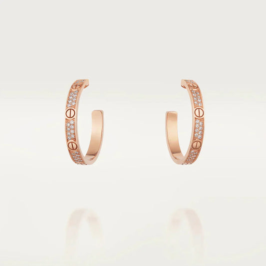 [Stars Jewelry]LOVE DIAMOND PINK GOLD HOOP EARRINGS