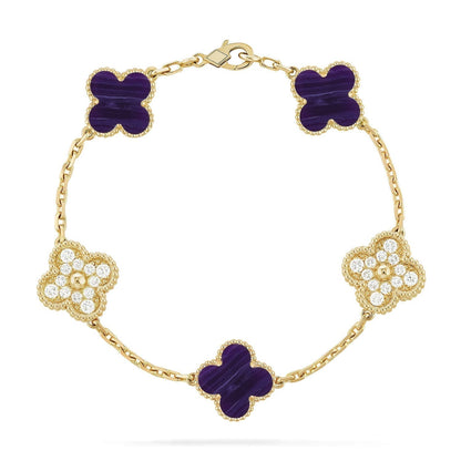 [Stars Jewelry]CLOVER 5 MOTIF PURPLE STRIPES BRACELET COLLECTION