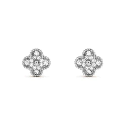 [Stars Jewelry]CLOVER 1 MOTIFS DIAMOND STUD EARRINGS SILVER