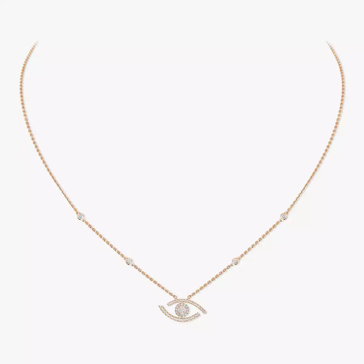 [Stars Jewelry]Pave_ Diamond Necklace Lucky Eye