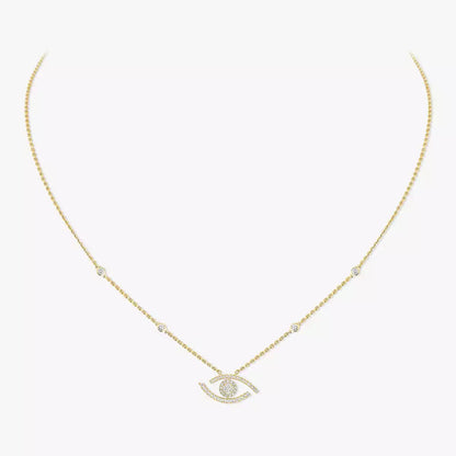 [Stars Jewelry]Pave_ Diamond Necklace Lucky Eye